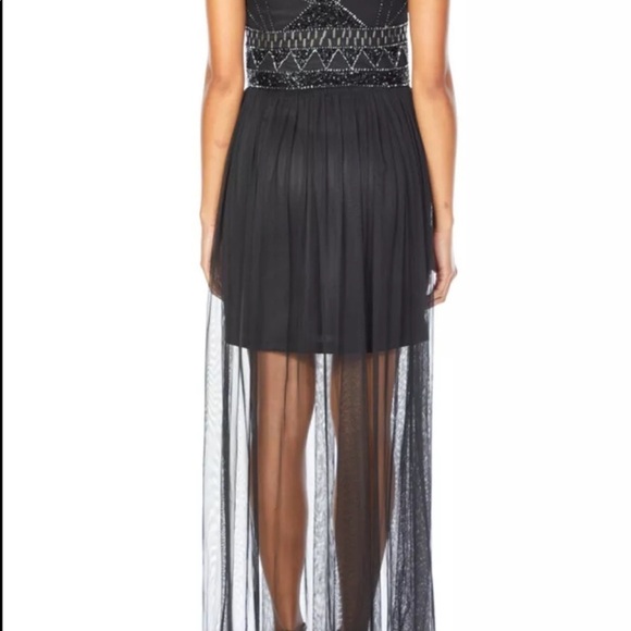 NEW Lace & Beads Black Prom Dress Mini Cocktail Dress Maxi Over Skirt Size XS - Picture 4 of 11